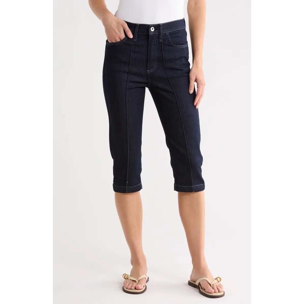 Dollhouse‎ Black High Waisted Front Seam Capri Denim Jeans Size 11/12 Waist 30
